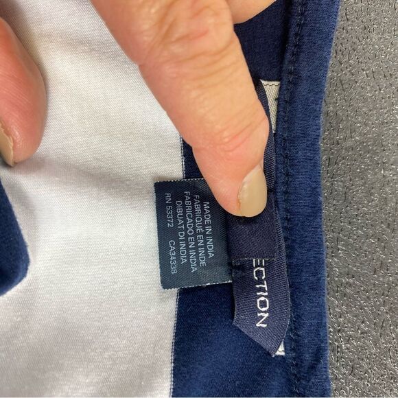 FRENCH CONNECTION Women NAVY BLUE & WHITE FUN STRIPED LONG MAXI DRESs Size 4 EUC - Picture 9 of 10